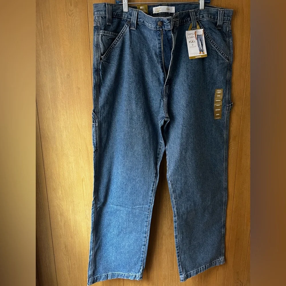Signature by Levi Strauss Relaxed Blue Denim Wide Leg Jeans Size 42x32